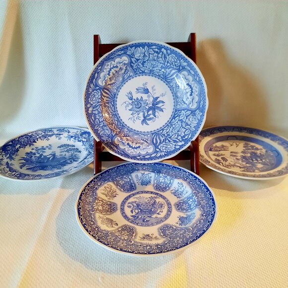 Set of 4 Spode Blue Room Collection Transfer Ware Plates, 9 1/4" - Picture 1 of 10
